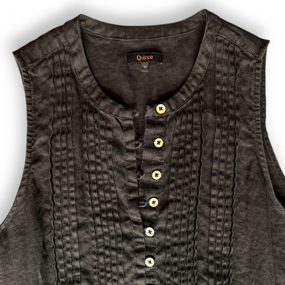 Quince 100% European Linen Black Sleeveless Swing Dress Women’s Medium Pockets - Picture 5 of 6